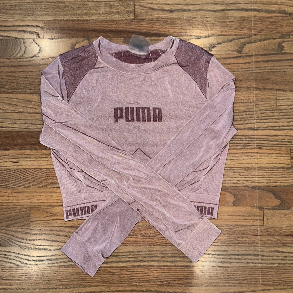 PUMA LONG SLEEVE WORKOUT FITTED CROP TOP